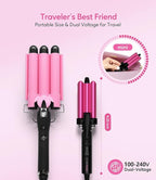 FARERY Mini Waver Curling Iron, 1/2 Inch, Hair Crimper for Women Beach Waves, Keratin & Argan Oil Infused, Dual Voltage, Pouch Bag