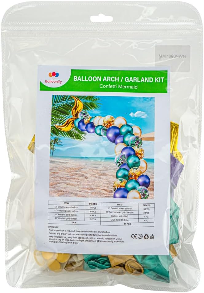 Restaurantware-Balloonify Mermaid Balloon Arch Kit, 1 Party Decoration Kit - Image 2