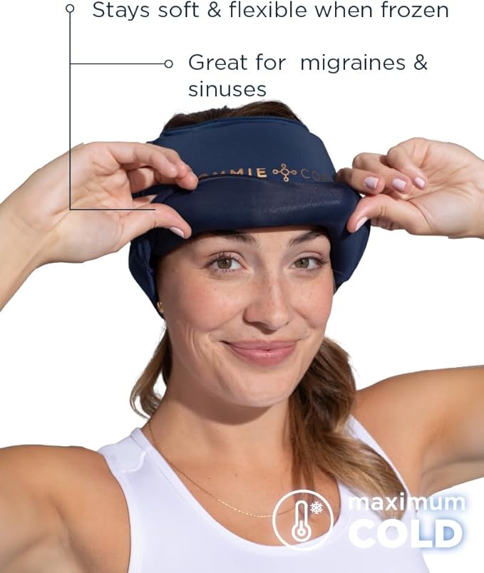 Tommie Copper BetterICE Head Wrap – Cold Compression Cap, Soft & Flexible Gel Ice Technology - One Size