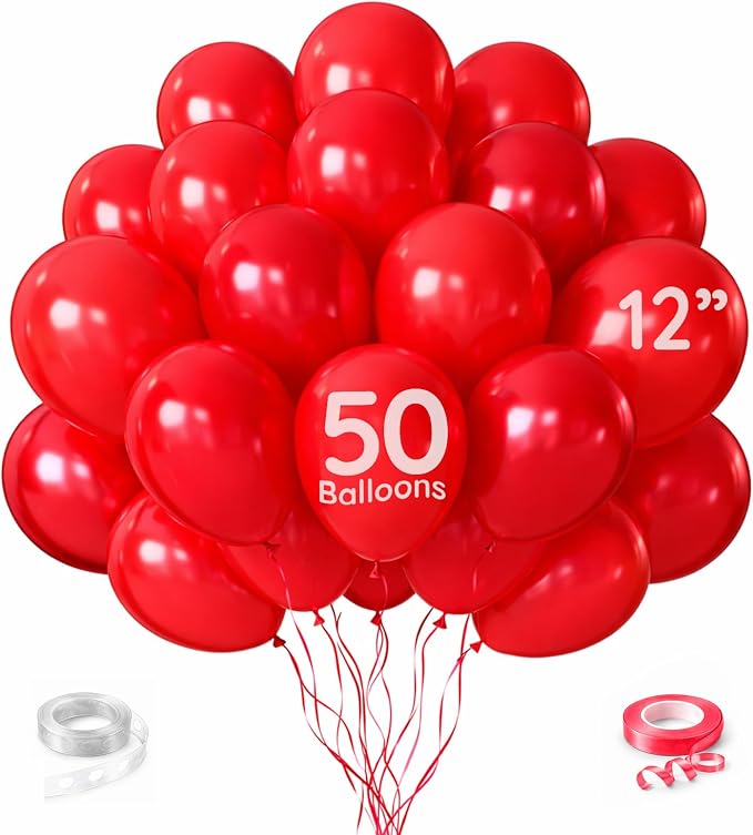 ZENO Red Balloons 50pcs 12 Inch Helium Grade Latex Balloons by Unknown
