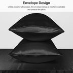 Lirex Satin Pillowcase for Hair and Skin, Super Soft and Cooling Similar to Silk, 2 Pack Queen Size 20"X 30" Pillow Cases with Envelope Closure, Gifts for Women Men, Black