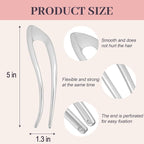 2PCS 5Inch French Hair Pins Large U-Shaped Pins for Women and Girls Fashion Metal Hair Pin French Twist Hair Pins for Buns, Updos,Stylish and Functional(set6-silver)