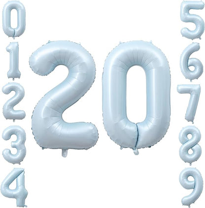 40" Light Blue Foil Number 20 Balloon by TNCDJKPA