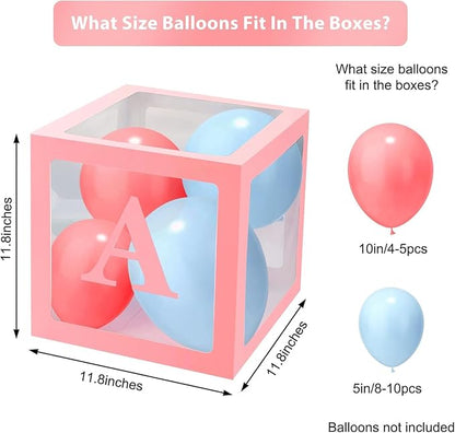 Baby Shower Boxes Party Decorations – 4 pcs Pink Transparent Balloon Boxes – - Image 9