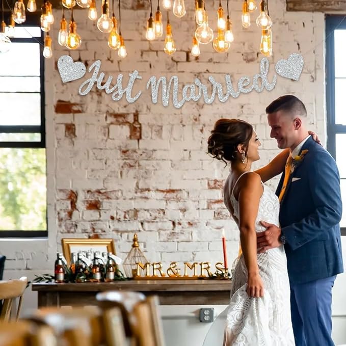 BEISHIDA Silvery Just Married Banner - Image 4