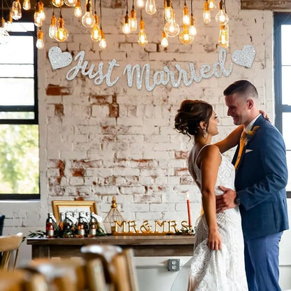 BEISHIDA Silvery Just Married Banner - Image 4