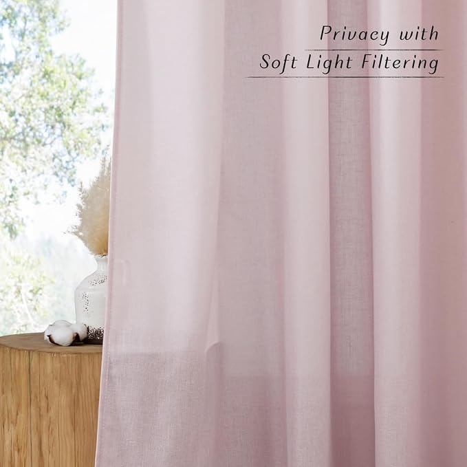 NICETOWN Blush Pink Linen Curtains - Image 3