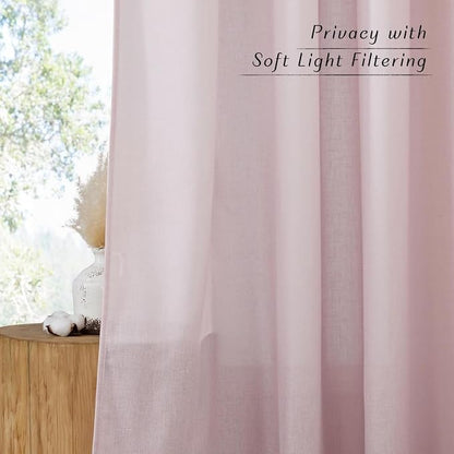 NICETOWN Blush Pink Linen Curtains - Image 3