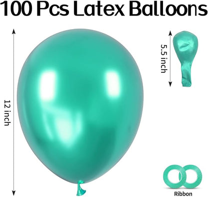 100pcs Metallic Green Balloons 12 inch Apple Lime Green Round Latex balloon | - Image 2