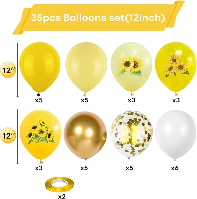 Sunflower Yellow Gold Balloons - Image 2