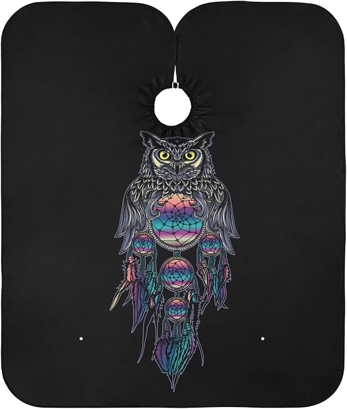 ALAZA Owl Dreamcatcher Barber Cape for Men Women, Waterproof Haircut Apron Beard Shaving Bib Hair Cutting Cloth 55 x 65 Inch