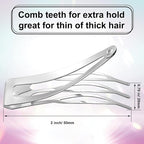 Chinco 24 Pcs Double Grip Hair Clips Metal Snap Clips Women Barrettes for Hair Making, Salon Supplies(Silver,2 Inch)