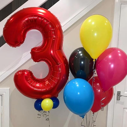 Red 4 Number Balloons, 40 Inch 4 Balloons Foil Mylar Helium Big Red 4 Balloon - Image 2