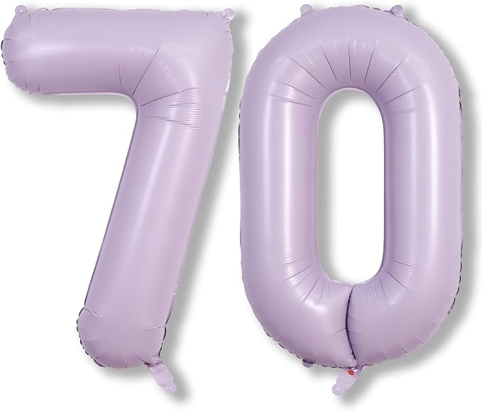 Pastel Purple Number 70 Birthday Balloons, 40 Inch Large Light Purple Mylar by Lingqiang