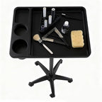 Salon Rolling Tray, Height Adjustable Tattoo Tray Rolling Cart, Storage Utility Trolley for Spa, Beauty Salon Service, Hairdresser Cart with Wheels, Black (Upgrade Black-TRAY-158N)