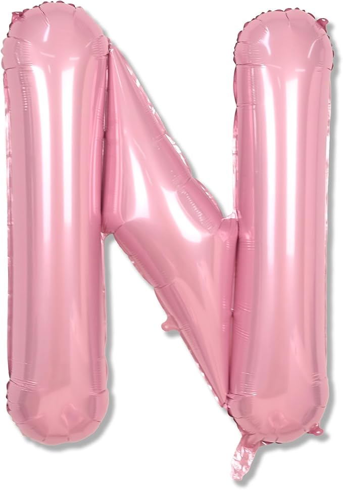 Pastel Pink N Letter Balloon, 40 Inch Giant Light Pink Mylar Helium Foil by Lingqiang