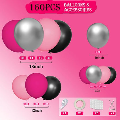 Black Red Pink Silver Balloon Garland Arch Kit - Image 2