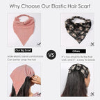 6 Pack Hair Scarf Headband for Women Elastic Bandana Head Scarf Large Boho Triangle Kerchief with Clips Non Slip Scarves