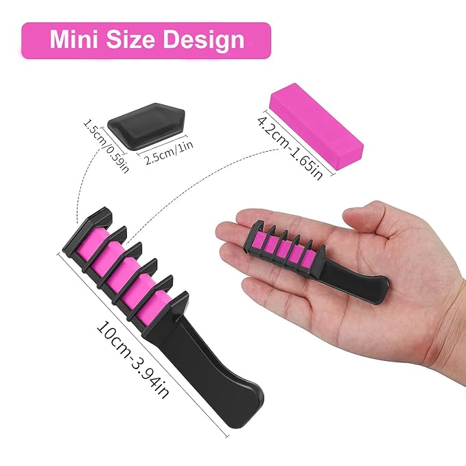 MSDADA New Hair Chalk Comb Temporary Hair Color Dye for Girls Kids with Light Color Hair, Washable Hair Chalk for Girls Age 4 5 6 7 8 9 10 Birthday Cosplay DIY, Christmas (Purple & Pink)