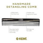 Kent 92T Black Graphite Wide Tooth Women’s Detangler Comb for Curly, Wavy, and Thick Hair – Ideal for Use on Wet Hair – Gentle, Shower Comb for – Anti-Static, Smooth - Styling Tool by Kent
