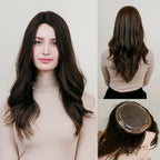 Katalaeya Hair 100% Human Hair Topper - Aurora Crown Double-Drawn Remy Clip-In Mono Base Top Piece for Women with Thinning Hair, Alopecia & Chemo Hair Loss (4)