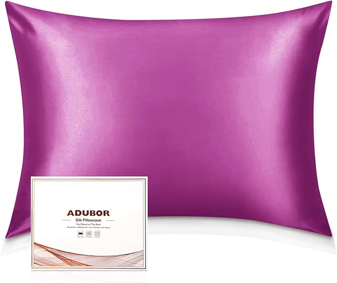 Adubor 100% Silk Pillowcase - Mulberry Silk Pillow Cases, 23 Momme 6A Grade Fibers, Silk Pillow Case for Hair and Skin Health, with Hidden Zipper (Standard 20''×26'', Dark Purple, 1PC)