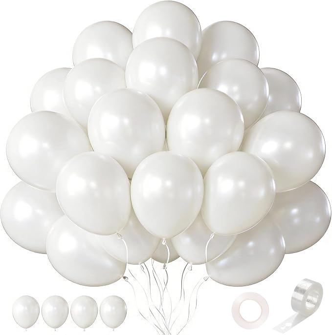 Pearl White Balloons 55 Pcs Inch White Latex Balloon Arch Kit Garland by Searchbyoccasioncolorsize