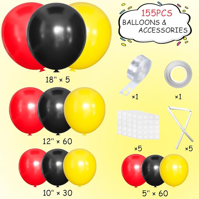 MEBAY Red Black Yellow Balloon Garland Arch Kit - Image 2