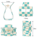 4 PCS Checkered Hair Clips (1.9 x 1.9 x 1.4 inches) for Thin or Thick Hair - Y2K Colors - Nonslip Hair Claw Clips for Women - Hair Clips Gift Set for Adult Women