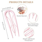 6 PCS French Hair Pins for Women - Large U-Shaped Hair Forks with Internal Teeth, Strong Hold for Thick & Thin Hair, Effortless French Twists, Updos, Buns & Chignons, Hairstyle Accessories