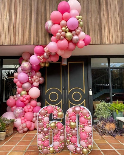 Bezente Pink Balloons Set 60pcs 12 inch | Metallic Pearl Pink, Hot & Pastel - Image 3