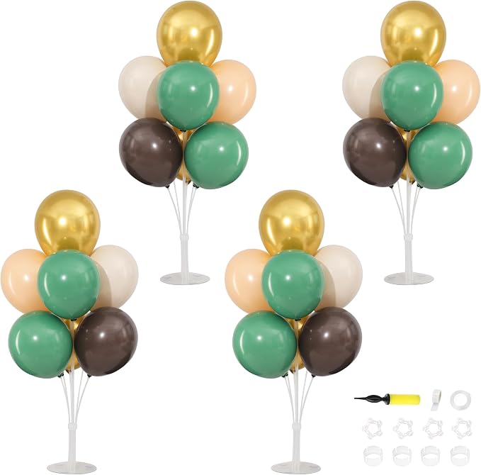 4 Sets Sage Green Brown Balloons Stand by ZyloonDecoration