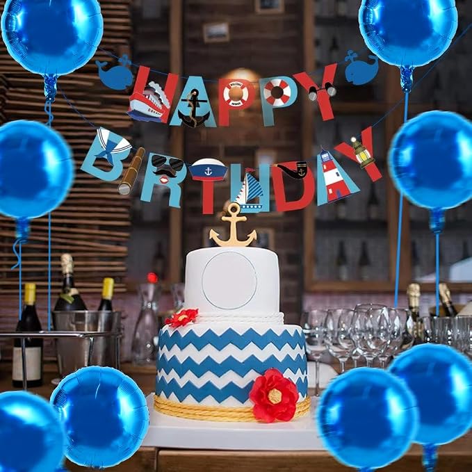 TONIFUL 30Pcs 18 Inch Large Blue Round Shape Foil Balloons Big Blue Circle - Image 5