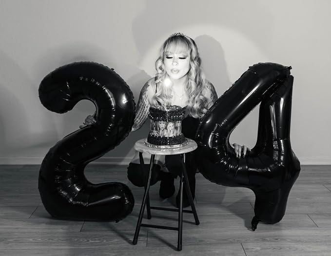 4 Balloon Numbers Birthday Decorations, 40In Black Balloons - Image 2