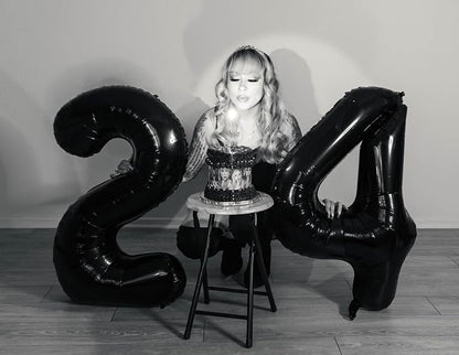 Number Balloons 24 Balloon Black - Image 2