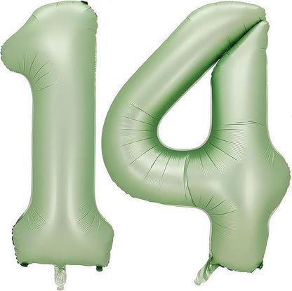 Sage Green Number 14 Balloon, 14 Balloon by BBPOOL