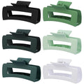 4 Inch Big Hair Claw Clips 6 Pcs Large Claw for Thick Hair Square Hair Clips for Women Rectangle Hair Clips Nonslip Acrylic Banana Jaw Clips Hair Accessories for Girls (Green)