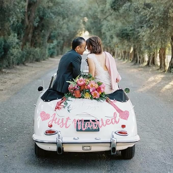 BEISHIDA Pink Just Married Banner - Image 4