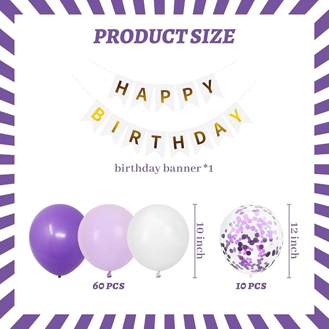 ZHENGYE Purple Birthday Party Decorations Kit Happy Birthday Banner Fringe - Image 2
