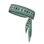 Men Women Beauty Skinny Sports Sweatbands Head Accessories for Running Fitness Shower, Long Multi Style Teal Turquoise Tribal Navajo Aztec Geometric Ethnic Pattern Head Ribbon Headwear