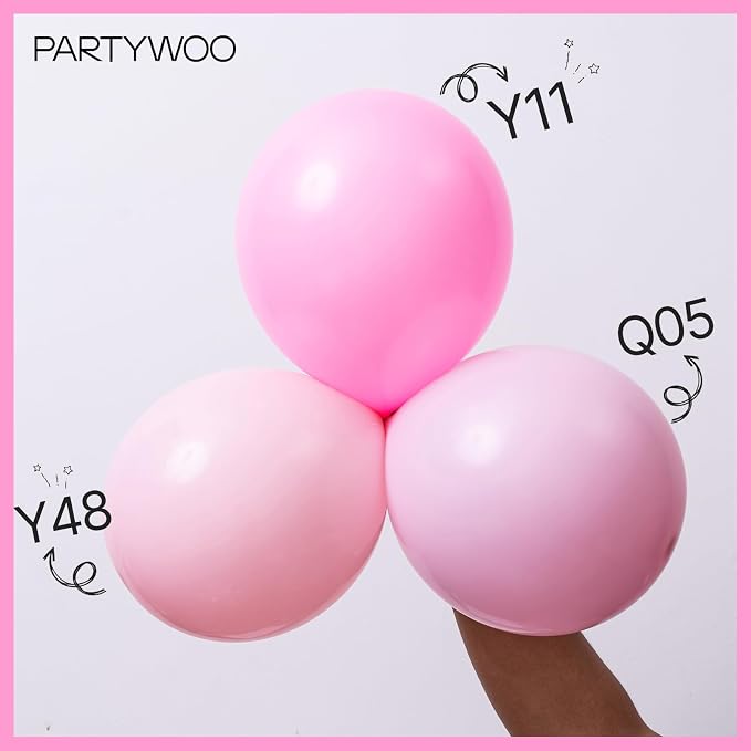 PartyWoo Pink Balloons 100pcs Matte Latex Helium Balloons 12 Inch | Girl Baby - Image 5