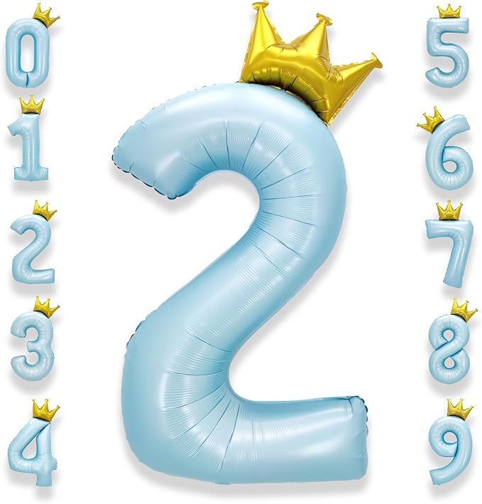 AULE 40 Inch Big Light Blue 2 Balloon Number by AULE