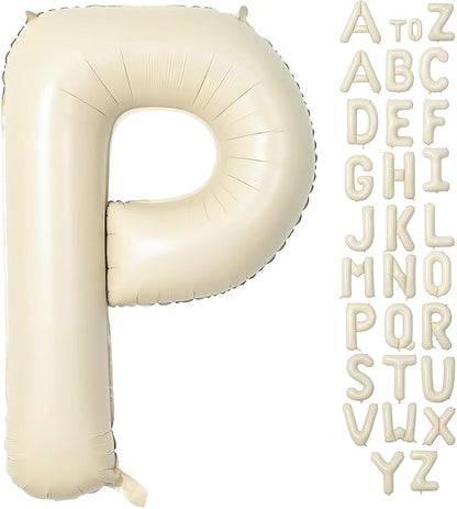 Cream Letter P Balloons, 40 Inch Balloons Letter P Mylar Helium Large P Balloon by BBPOOL