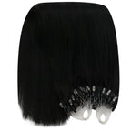 YoungSee Micro Bead Hair Extensions Real Human Hair Black Microlink Hair Extensions Human Hair Jet Black Beaded Hair Extension 24 Inch Micro Hair Extension Remy Hair Natural for Long Hair 50s 50g