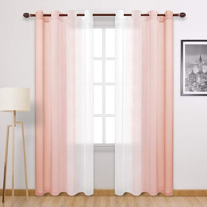DWCN Blush Pink Faux Linen Ombre Sheer Curtains by DWCN