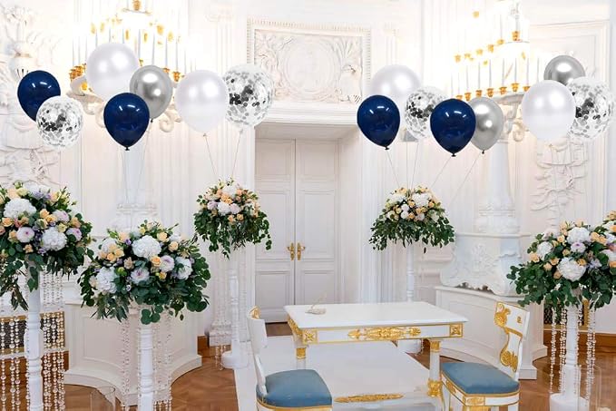 Navy Blue Balloons, 12 Inch White Balloons - Image 5