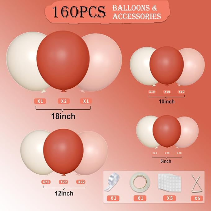 Dusty Orange White Nude Pink Balloon Garland Arch Kit - Image 2