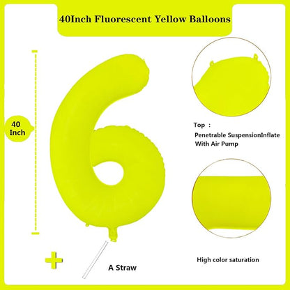 Fluorescent Yellow Number Balloon 40 inch Giant Foil Helium Balloons Yellow - Image 2