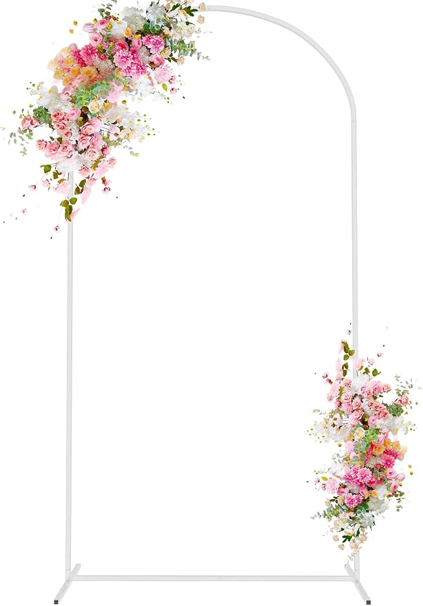 6.6FT Arch Backdrop Stand White Metal Wedding Arch Backdrop Stand | Metal by Wokceer