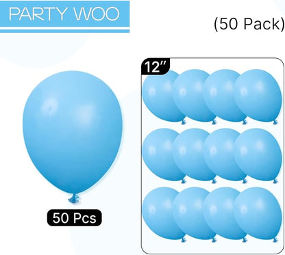 PartyWoo Light Blue Balloons 50pcs Baby Pastel Blue Color 12 Inch | Balloons - Image 7